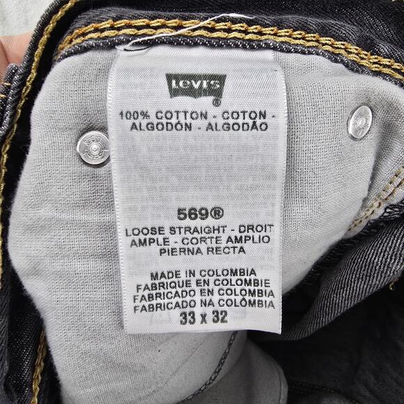 Levis 569 Jeans Mens 33x32 (Fits 34x29) Gray Loose Straight Fit Flap Pocket - Picture 5 of 16